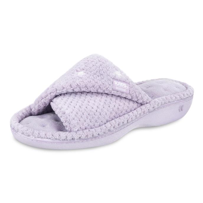 Isotoner® Ladies Popcorn Turnover Open Toe Slipper Lilac Star Extra Image 2